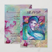 LADY BLUE MASK Floral Swirls Masquerade Party Rsvp (Voorkant / Achterkant)
