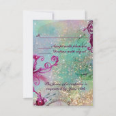 LADY BLUE MASK Floral Swirls Masquerade Party Rsvp (Achterkant)