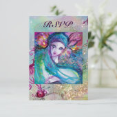 LADY BLUE MASK Floral Swirls Masquerade Party Rsvp (Staand voorkant)
