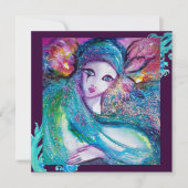 LADY BLUE MASK Masquerade Party, Blauwgroen zwart Kaart (Voorkant)