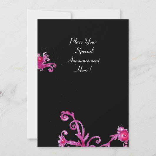 LADY BLUE MASK Masquerade Party, Red Swirls Black Kaart (Achterkant)