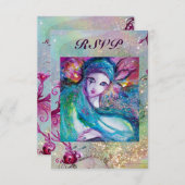 LADY BLUE MASK Pearl Sparkle Masquerade Party RSVP (Voorkant / Achterkant)