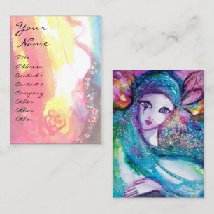 LADY BLUE MASK Venetiaanse Maskerade Roze Goud Roo Visitekaartje