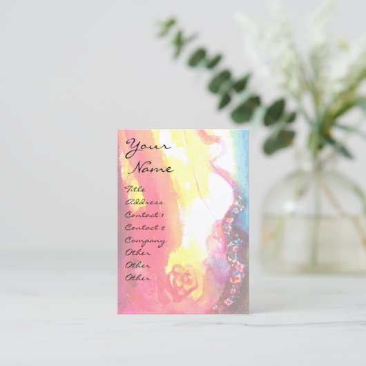 LADY BLUE MASK Venetiaanse Maskerade Roze Goud Roo Visitekaartje (Staand voorkant)