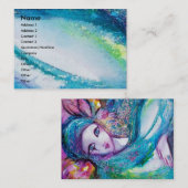 LADY BLUE MASK Venetiaanse Masquerade Roze Blauwgr Visitekaartje (Voorkant / Achterkant)