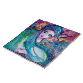 LADY BLUE MASK Venetian Masquerade Ball, blauwgroe Tegeltje (Zijkant)