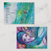 LADY BLUE MASK Venetian Masquerade Blauwgroen Gree Visitekaartje (Voorkant / Achterkant)