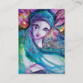 LADY BLUE MASK Venetian Masquerade Blauwgroen Gree Visitekaartje (Achterkant)