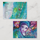 LADY BLUE MASK Venetian Masquerade Blauwgroen Mode Visitekaartje (Voorkant / Achterkant)