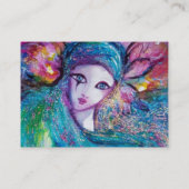 LADY BLUE MASK Venetian Masquerade Blauwgroen Mode Visitekaartje (Achterkant)