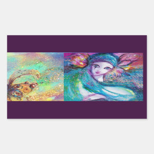 LADY BLUE MASK Venetian Masquerade maskers Rechthoekige Sticker