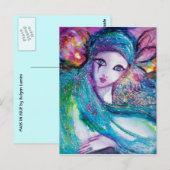 LADY BLUE MASK Venetian Masquerade Party Briefkaart (Voorkant / Achterkant)