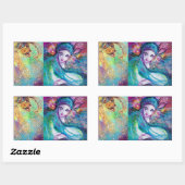 LADY BLUE MASK Venetian Masquerade Party Rechthoekige Sticker (Vel)