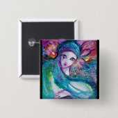 LADY BLUE MASK Venetian Masquerade Party Vierkante Button 5,1 Cm (Voorkant /achterkant)