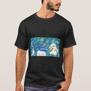 Lady Blue met dieren collage bos wateren eend T-shirt