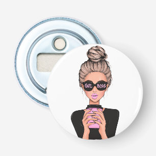 Lady Boss Life, Boss Babe Woman, Girl Boss Sterlin Button Flesopener