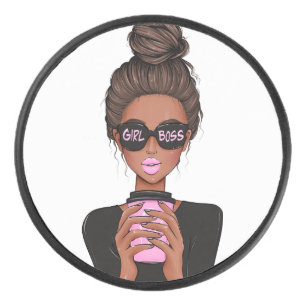 Lady Boss Life, Boss Babe Woman, Girl Boss T-Shirt Hockey Puck
