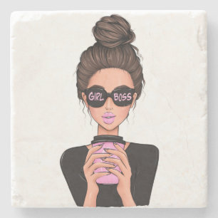 Lady Boss Life, Boss Babe Woman, Girl Boss T-Shirt Stenen Onderzetter