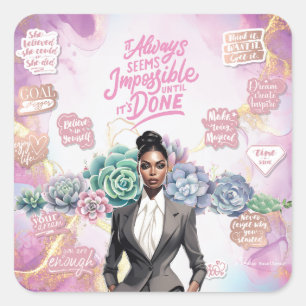 Lady Boss Motivatie prestatie Vierkante Sticker