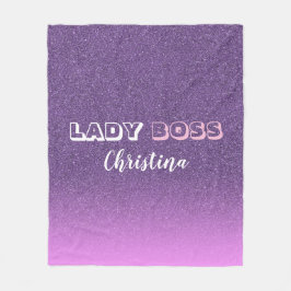 Lady Boss op roze paarse glitter Fleece Deken