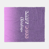 Lady Boss op roze paarse glitter Fleece Deken (Voorkant (Horizontaal))