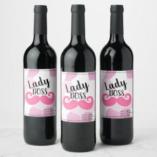 Lady Boss/Roze Mustache Wijn Etiket
