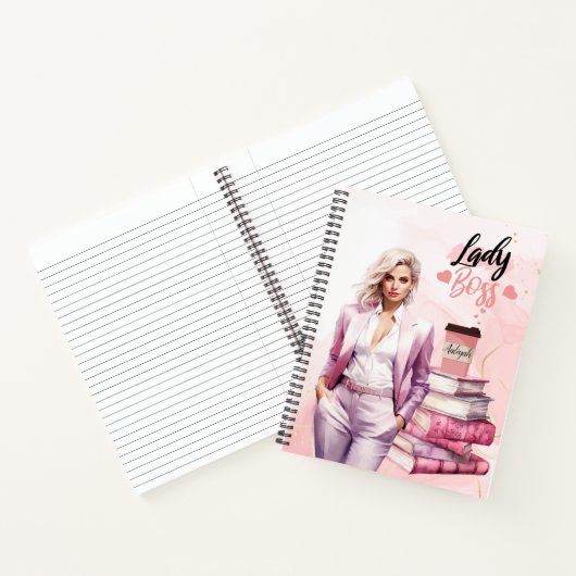 Lady Boss Roze zakenvrouw Notitieboek (Binnen)