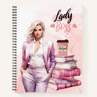 Lady Boss Roze zakenvrouw Notitieboek