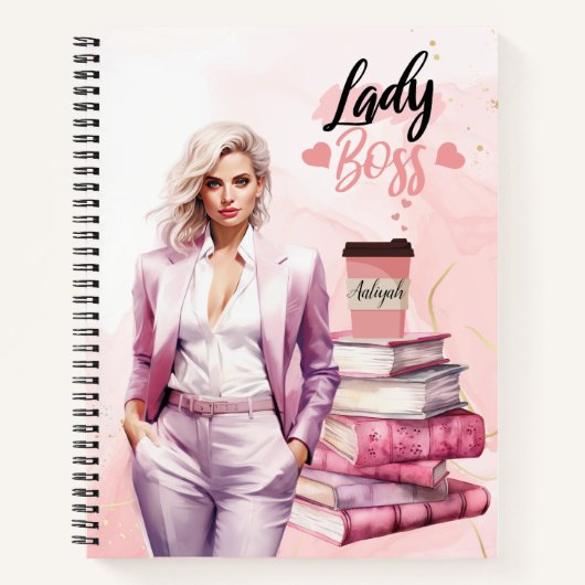 Lady Boss Roze zakenvrouw Notitieboek (Voorkant)