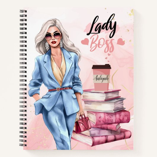 Lady Boss Roze zakenvrouw Notitieboek (Voorkant)