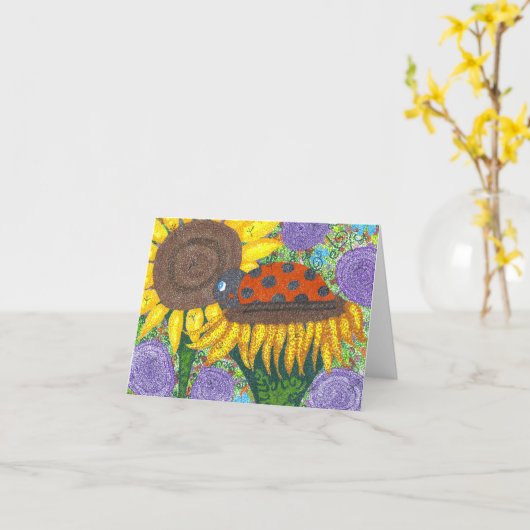 Lady Bug Afternoon-kaart Kaart (Gele Bloem)