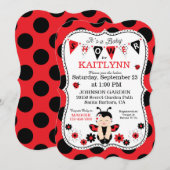 Lady Bug Baby en Flowers Polka-dot Baby shower Kaart (Voorkant / Achterkant)