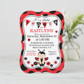 Lady Bug Baby en Flowers Polka-dot Baby shower Kaart (Staand voorkant)