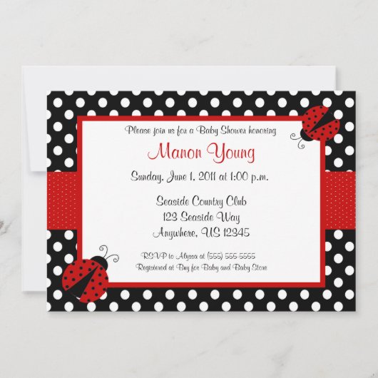 Lady Bug Baby of Bridal Shower Invitation Kaart (Voorkant)