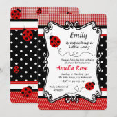 Lady Bug Baby shower, Baby Meisje, Picknick Thema Kaart (Voorkant / Achterkant)