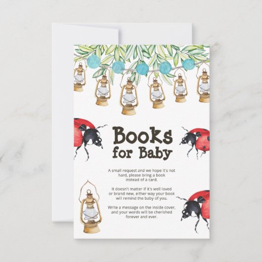 Lady Bug Baby shower Book Request Enclosure Card Kaart (Voorkant)