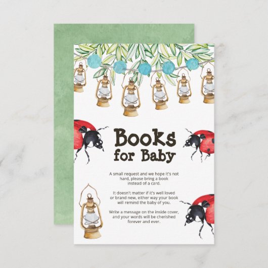 Lady Bug Baby shower Book Request Enclosure Card Kaart (Voorkant / Achterkant)