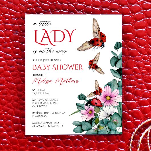 Lady bug baby shower budgetuitnodiging