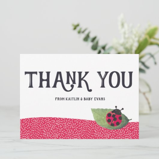 Lady Bug Baby shower Dank u Bedankkaart (Staand voorkant)