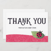 Lady Bug Baby shower Dank u Bedankkaart (Voorkant / Achterkant)