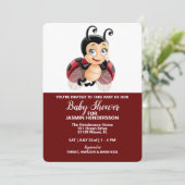 Lady Bug - Baby shower, uitnodiging (Staand voorkant)