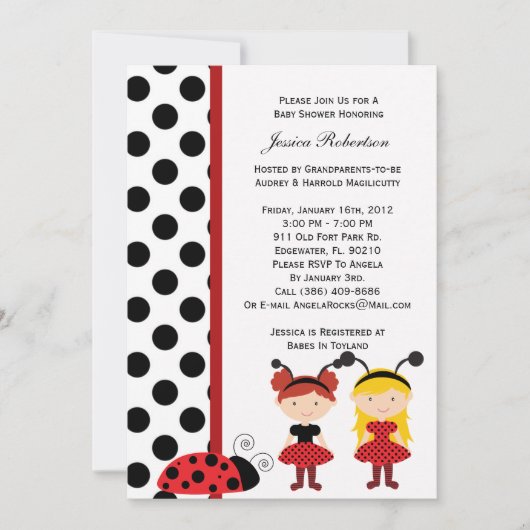 Lady Bug Baby shower Uitnodiging (Voorkant)