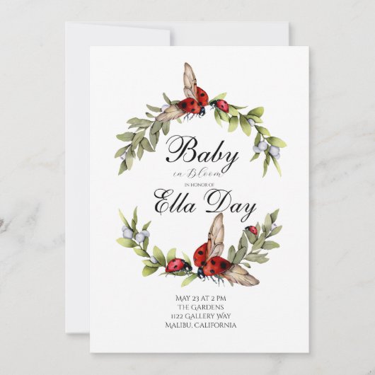 Lady Bug Baby shower Uitnodiging (Voorkant)