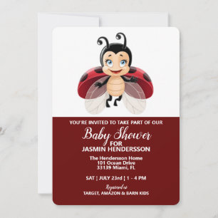 Lady Bug - Baby shower, uitnodiging