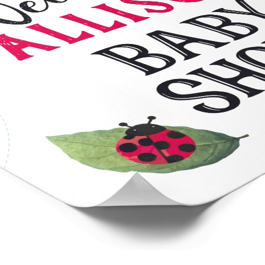 Lady Bug Baby shower Welkomstteken Poster (Hoek)