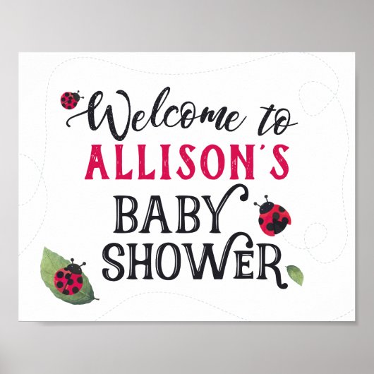 Lady Bug Baby shower Welkomstteken Poster (Voorkant)