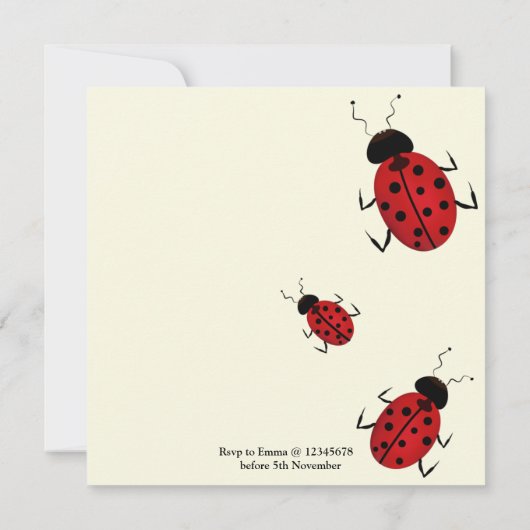 Lady Bug-Bird-Baby shower-Theme partijuitnodiging Kaart (Achterkant)