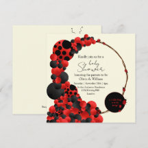 Lady Bug-Bird-Baby shower-Theme partijuitnodiging