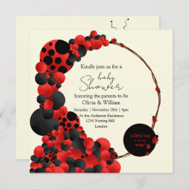 Lady Bug-Bird-Baby shower-Theme partijuitnodiging Kaart