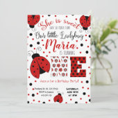 Lady bug Birthday Invitation Kaart (Staand voorkant)